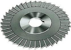 Made in USA - 4" Blade Diam x 3/16" Blade Thickness, 1-1/4" Hole, 36 Teeth, Cobalt Side Chip Saw - Straight Tooth, Arbor Connection, Right Hand Cut, TiN, with Keyway - Makers Industrial Supply