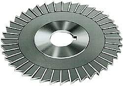 Made in USA - 4" Blade Diam x 1/8" Blade Thickness, 1-1/4" Hole, 36 Teeth, Cobalt Side Chip Saw - Straight Tooth, Arbor Connection, Right Hand Cut, TiN, with Keyway - Makers Industrial Supply