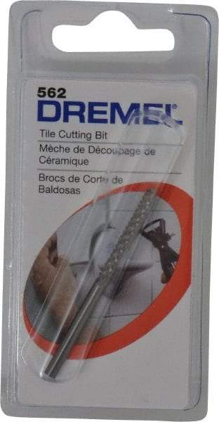 Dremel - 1/8" Diam, High Speed Steel Diamond Pattern Router Bit - Right Hand Cut, 61mm Overall Length, 1/8" Shank Diam, Use on Cement Board, Ceramic Wall Tile, Plaster - Makers Industrial Supply