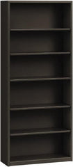 Hon - 6 Shelf, 81-1/8" High x 34-1/2" Wide Bookcase - 12-5/8" Deep, Steel, Charcoal - Makers Industrial Supply