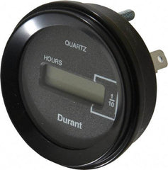 Durant - Supertwist LCD Display Hour Meter - 58.4mm High, 12VDC-60VAC Voltage, Solid State Hourmeter Round - Makers Industrial Supply