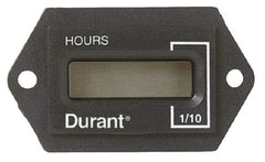 Durant - Supertwist LCD Display Hour Meter - 31.1mm High, 12VDC-60VAC Voltage, Solid State Hourmeter Rectangular - Makers Industrial Supply