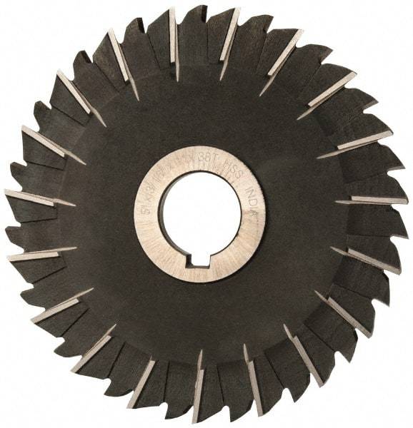 Value Collection - 5" Blade Diam x 3/16" Blade Thickness, 1" Hole, 38 Teeth, High Speed Steel Side Chip Saw - Staggered Tooth, Arbor Connection, Right Hand Cut, Uncoated, with Keyway - Makers Industrial Supply