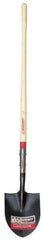 Razor-Back - 12" High x 8-3/4" Wide Round Steel Shovel - 48" Long Wood Straight Handle, Front Turned - Makers Industrial Supply