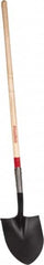 Razor-Back - 12" High x 8-7/8" Wide Round Steel Shovel - 48" Long Wood Straight Handle, Rolled - Makers Industrial Supply