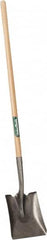 UnionTools - 11-1/2" High x 9-1/2" Wide Square Steel Shovel - 44" Long Wood Straight Handle, Rolled - Makers Industrial Supply