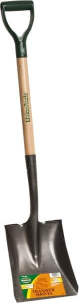 UnionTools - 11-1/2" High x 8-5/8" Wide Square Steel Shovel - 28" Long Wood D-Grip Handle, Front Turned - Makers Industrial Supply