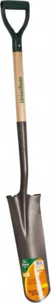 UnionTools - 16" High x 6" Wide Tapered Steel Spade - 27" Long Wood D-Grip Handle, Front Turned - Makers Industrial Supply