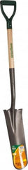 UnionTools - 16" High x 6" Wide Tapered Steel Spade - 27" Long Wood D-Grip Handle, Front Turned - Makers Industrial Supply