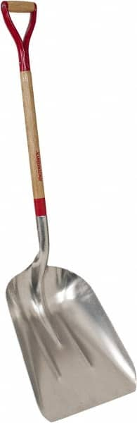 Razor-Back - 19-3/4" High x 15-1/4" Wide Square Aluminum Shovel - 36" Long Wood D-Grip Handle - Makers Industrial Supply