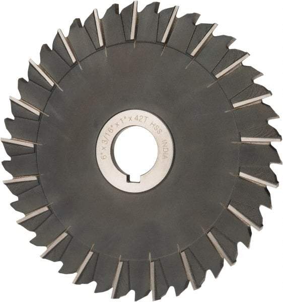 Value Collection - 6" Blade Diam x 3/16" Blade Thickness, 1" Hole, 42 Teeth, High Speed Steel Side Chip Saw - Staggered Tooth, Arbor Connection, Uncoated - Makers Industrial Supply