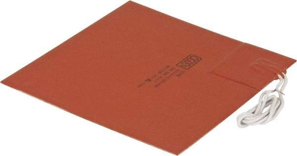 Made in USA - 6" Long x 6" Wide, Square, Silicon Rubber, Standard Heat Blanket - 120 Volt, Adhesive Back, Use with Metal Containers - Makers Industrial Supply