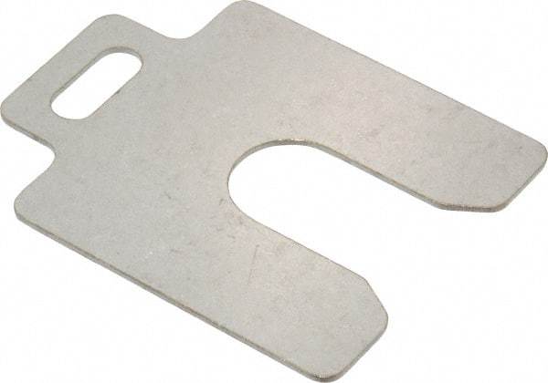 Made in USA - 10 Piece, 2 Inch Long x 2 Inch Wide x 0.05 Inch Thick, Slotted Shim Stock - Stainless Steel, 5/8 Inch Wide Slot - Makers Industrial Supply