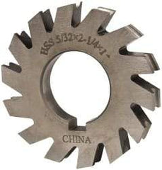 Value Collection - 5/64" Radius, 5/32" Circle Diam, 2-1/4" Cutter Diam, 0.1563" Cutting Width, Arbor Connection, Concave Radius Cutter - High Speed Steel, Oxide Finish, Form Relieved, 10 Teeth - Makers Industrial Supply