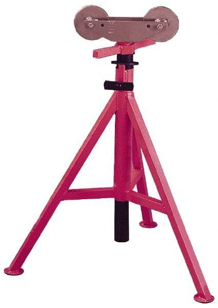 Value Collection - 1/8" to 12" Pipe Capacity, Adjustable Pipe Stand with 2 Adjustable Rollers - 27" to 47" High, 2,500 Lb Capacity - Makers Industrial Supply