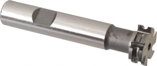 Made in USA - 1/16" Radius, 1/8" Circle Diam, 3/4" Diam x 0.26" Wide Cut, High Speed Steel Concave Radius Cutter - 3" OAL, 1/2" Shank Diam, Shank Connection, Uncoated, Form Relieved, 6 Teeth, Weldon Flat - Makers Industrial Supply