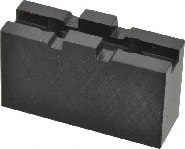 Bison - 5" Chuck Capacity, Tongue & Groove Attachment, Square Soft Lathe Chuck Jaw - 1 Jaw, Steel, 1-1/4" Btw Mount Hole Ctrs, 2-1/2" Long x 7/8" Wide x 1.52" High, 5/16" Groove - Makers Industrial Supply