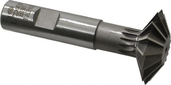 Interstate - 1-1/2° 1-1/2" Cut Diam, 1/2" Cut Width, 5/8" Shank, High Speed Steel Double-Angle Cutter - Makers Industrial Supply