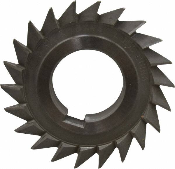 Value Collection - 3" Diam x 1/2" Width of Cut, 45° Included Angle, Arbor Connection, High Speed Steel Single Angle Cutter - Left Hand Cut, Oxide Finish - Makers Industrial Supply