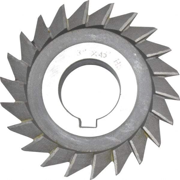 Value Collection - 3" Diam x 5/8" Width of Cut, 45° Included Angle, Arbor Connection, High Speed Steel Single Angle Cutter - Left Hand Cut, Oxide Finish - Makers Industrial Supply