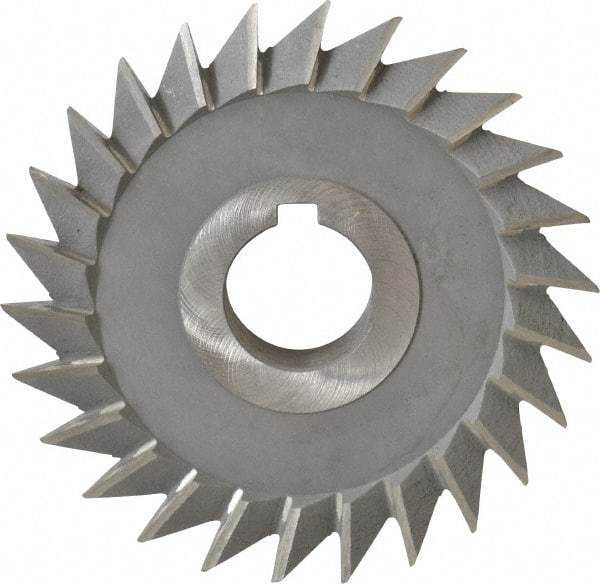 Value Collection - 4" Diam x 3/4" Width of Cut, 45° Included Angle, Arbor Connection, High Speed Steel Single Angle Cutter - Left Hand Cut, Oxide Finish - Makers Industrial Supply