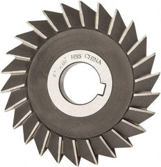 Value Collection - 4" Diam x 1/2" Width of Cut, 60° Included Angle, Arbor Connection, High Speed Steel Single Angle Cutter - Right Hand Cut, Oxide Finish - Makers Industrial Supply