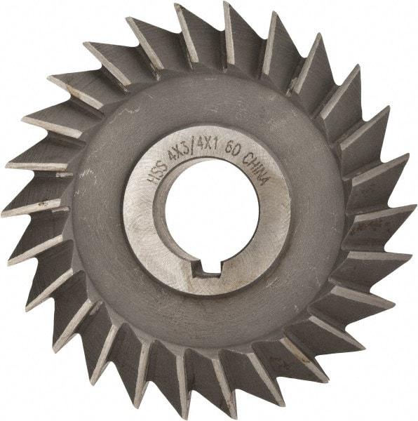 Value Collection - 4" Diam x 3/4" Width of Cut, 60° Included Angle, Arbor Connection, High Speed Steel Single Angle Cutter - Right Hand Cut, Oxide Finish - Makers Industrial Supply