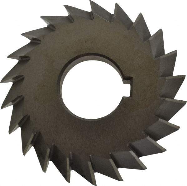 Value Collection - 3" Diam x 5/8" Width of Cut, 60° Included Angle, Arbor Connection, High Speed Steel Single Angle Cutter - Left Hand Cut, Uncoated - Makers Industrial Supply