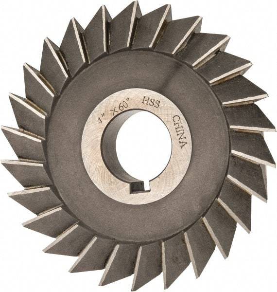 Value Collection - 4" Diam x 3/4" Width of Cut, 60° Included Angle, Arbor Connection, High Speed Steel Single Angle Cutter - Left Hand Cut, Oxide Finish - Makers Industrial Supply