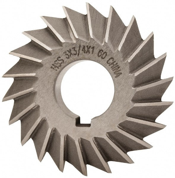 Value Collection - 3° 3" Cut Diam, 3/4" Cut Width, 1" Arbor, High Speed Steel Double-Angle Cutter - Makers Industrial Supply