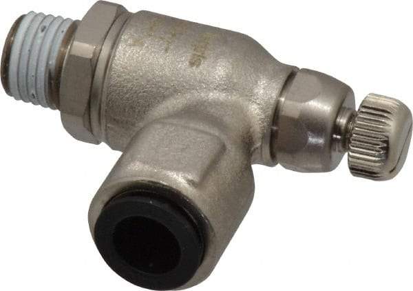 Legris - 3/8" Tube OD x 1/4" NPT Metal Flow Control Regulator - 0 to 145 psi & Treated Brass Material - Makers Industrial Supply