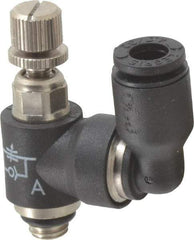 Legris - 5/32" OD x 10-32 UNF Miniature Swivel Outlet Flow Control Regulator - 0 to 145 psi & Nylon Material - Makers Industrial Supply