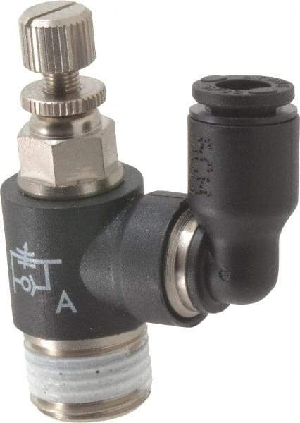 Legris - 5/32" OD x 1/8" NPT Miniature Swivel Outlet Flow Control Regulator - 0 to 145 psi & Nylon Material - Makers Industrial Supply