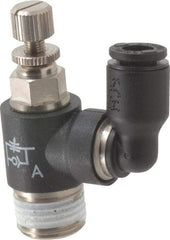 Legris - 5/32" OD x 1/8" NPT Miniature Swivel Outlet Flow Control Regulator - 0 to 145 psi & Nylon Material - Makers Industrial Supply