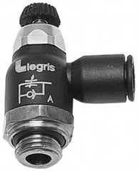 Legris - 12mm Tube OD x 1/2 Male BSPT Compact Meter Out Flow Control Valve - 14.5 to 145 psi, Nylon - Makers Industrial Supply