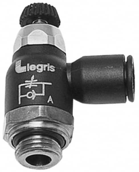 Legris - 12mm Tube OD x 3/8 Male BSPT Compact Meter Out Flow Control Valve - 14.5 to 145 psi, Nylon - Makers Industrial Supply