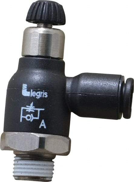 Legris - 6mm Tube OD x 1/8 Male BSPT Compact Meter Out Flow Control Valve - 14.5 to 145 psi, Nylon - Makers Industrial Supply