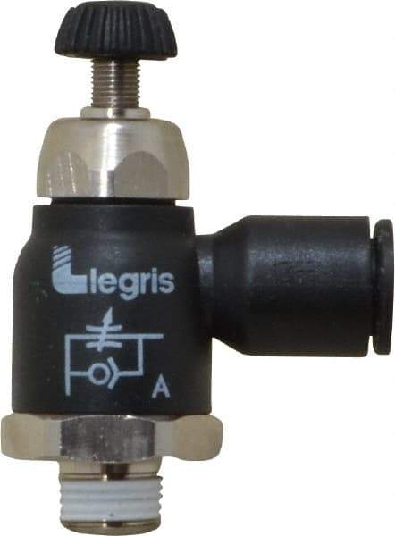 Legris - 8mm Tube OD x 1/8 Male BSPT Compact Meter Out Flow Control Valve - 14.5 to 145 psi, Nylon - Makers Industrial Supply