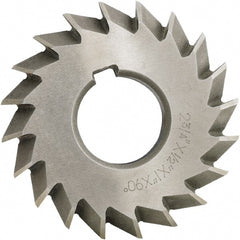 Made in USA - 5° 5" Cut Diam, 1" Cut Width, 1-1/4" Arbor, High Speed Steel Double-Angle Cutter - Makers Industrial Supply