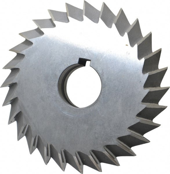 Value Collection - 5° 5" Cut Diam, 1" Cut Width, 1-1/4" Arbor, High Speed Steel Double-Angle Cutter - Makers Industrial Supply