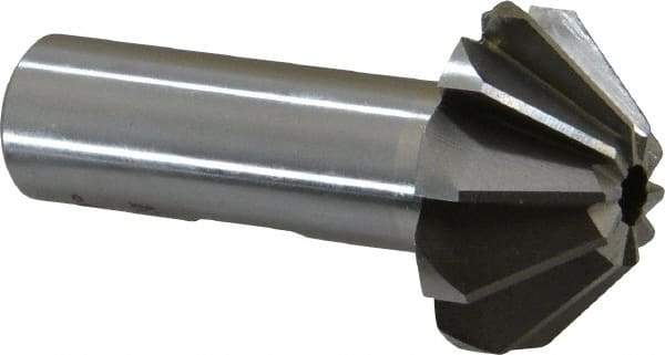 Interstate - 1-1/4" Large x 1/2" Small Diam, 17/32" Width of Cut, 90° Included Angle, High Speed Steel Face Angle Cutter - 5/8" Shank Diam, 2-13/32" Overall Length, Weldon Flat - Makers Industrial Supply