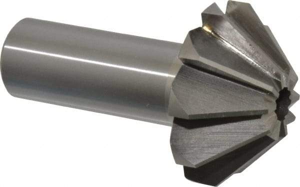 Interstate - 1-5/8" Large x 5/8" Small Diam, 11/16" Width of Cut, 90° Included Angle, High Speed Steel Face Angle Cutter - 3/4" Shank Diam, 2-11/16" Overall Length, Weldon Flat - Makers Industrial Supply