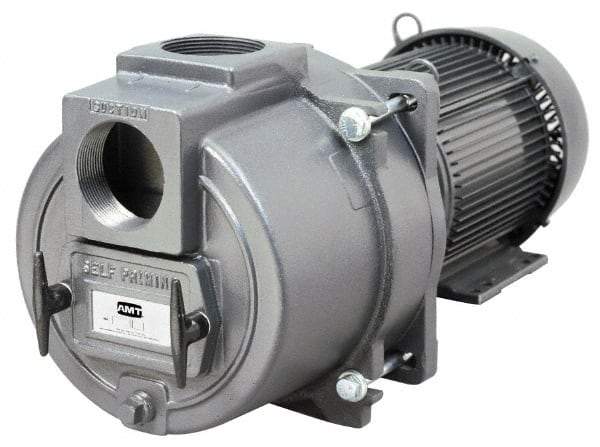 American Machine & Tool - 230/460 Volt, 47/24 Amp, 3 Phase, 15 HP, Self Priming Sewage Trash Pump - 215JM Frame, 4 Inch Inlet, TEFC Motor, Cast Iron Housing, Stainless Steel Impeller, Buna N Seal - Makers Industrial Supply