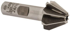 Interstate - 1" Large x 3/8" Small Diam, 11/16" Width of Cut, 60° Included Angle, Cobalt Face Angle Cutter - 1/2" Shank Diam, 2-13/32" Overall Length, Weldon Flat - Makers Industrial Supply