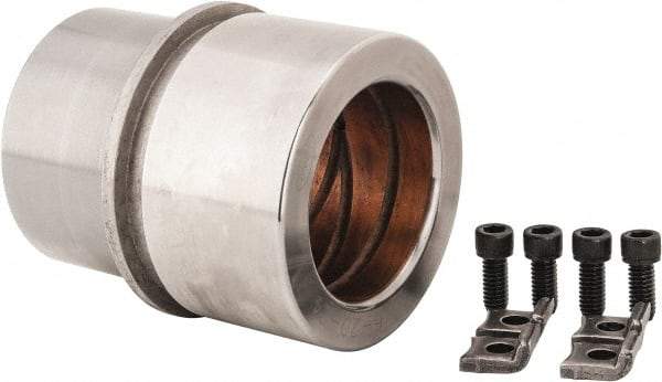 Dayton Lamina - 2-1/2" ID x 4-3/8" OAL, Steel, Bronze Plated Die & Mold Shoulder Bushing - Shoulder, 3.659" Bottom OD, 3-1/4" Top OD, 3.814" Collar OD, 2-1/2" Under Collar, 1-7/8" Above Collar - Makers Industrial Supply