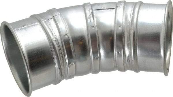 Made in USA - 5" ID Galvanized Duct 45° Elbow - 7.86" Long, 22 Gage - Makers Industrial Supply