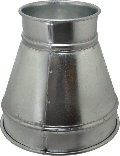 Made in USA - 10-6" ID Galvanized Duct Reducer - 10" Long, 20 Gage - Makers Industrial Supply