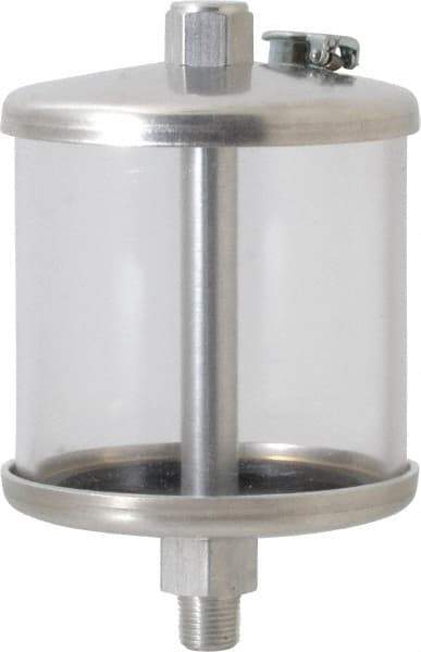 LDI Industries - 1 Outlet, Polymer Bowl, 147.9 mL No Flow Control Oil Reservoir - 1/8 NPTF Outlet, 2-1/2" Diam x 4-1/8" High, 60°C Max - Makers Industrial Supply