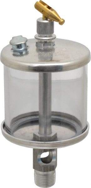 LDI Industries - 1 Outlet, Polymer Bowl, 147.9 mL Manual-Adjustable Oil Reservoir - 3/8 NPTF Outlet, 2-1/2" Diam x 6-3/8" High, 71.11°C Max - Makers Industrial Supply