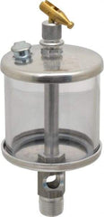 LDI Industries - 1 Outlet, Polymer Bowl, 147.9 mL Manual-Adjustable Oil Reservoir - 3/8 NPTF Outlet, 2-1/2" Diam x 6-3/8" High, 71.11°C Max - Makers Industrial Supply